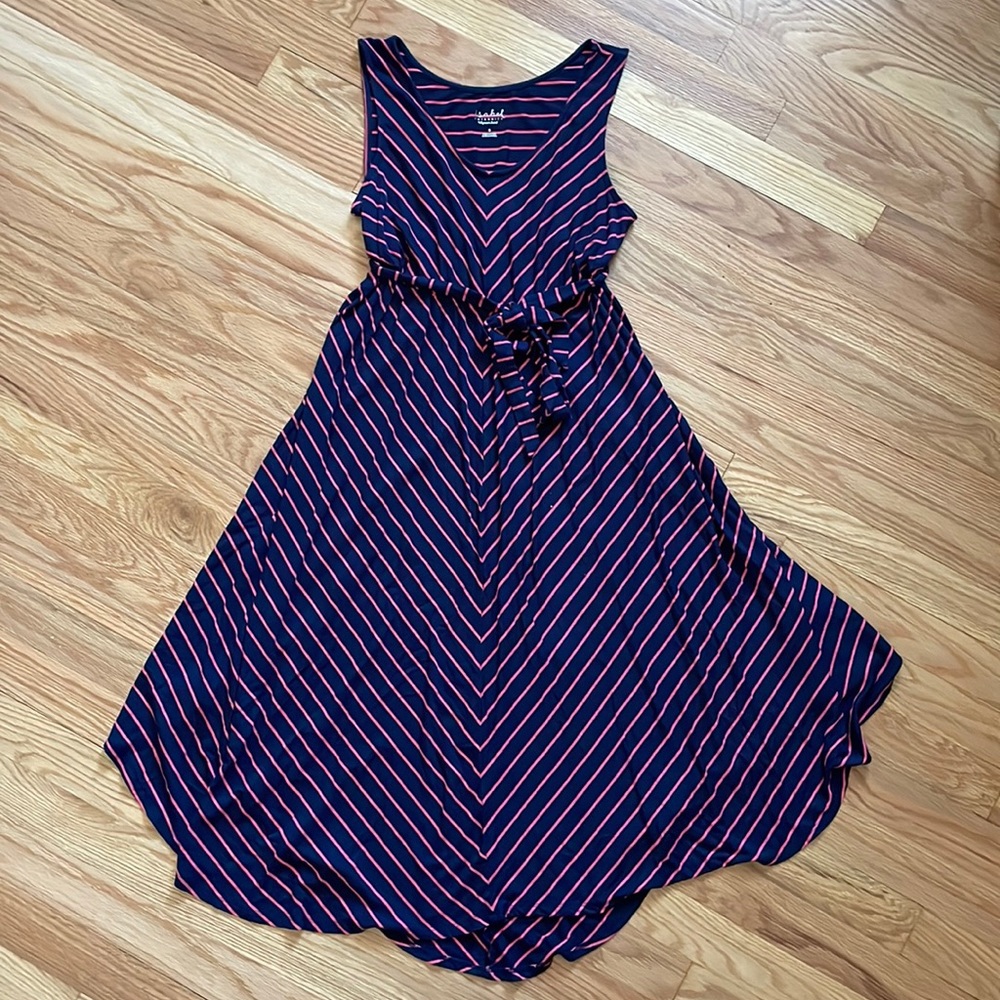 LAST CHANCE! 🎈ISABEL MATERNITY Women’s Navy Blue Pink Striped A-Line Dress S